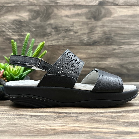 NIBNIB Jambu Alba Slingback Rocker Platform Sandal Black Leather - Picture 6 of 14